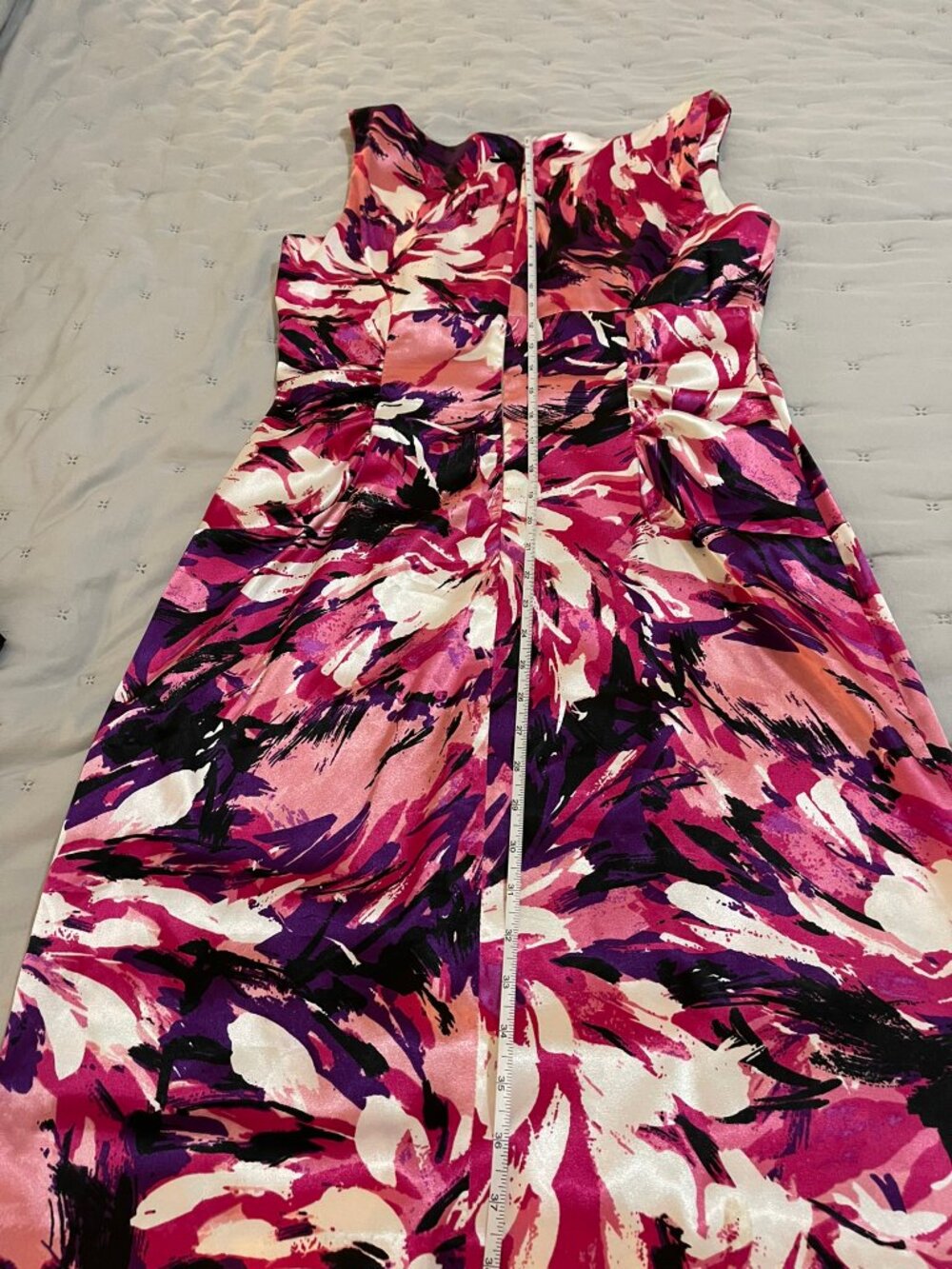 LIKE NEW SZ 12 London Times Pink Purple Floral Sleeveless Ruched Sheath - Picture 4 of 9